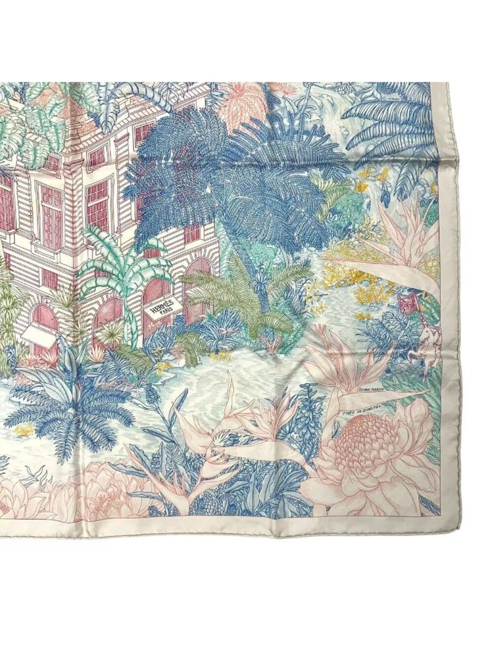 Hermes Scarf Carre 90 Silk Faubourg Tropical Multicolor - Picture 6 of 8
